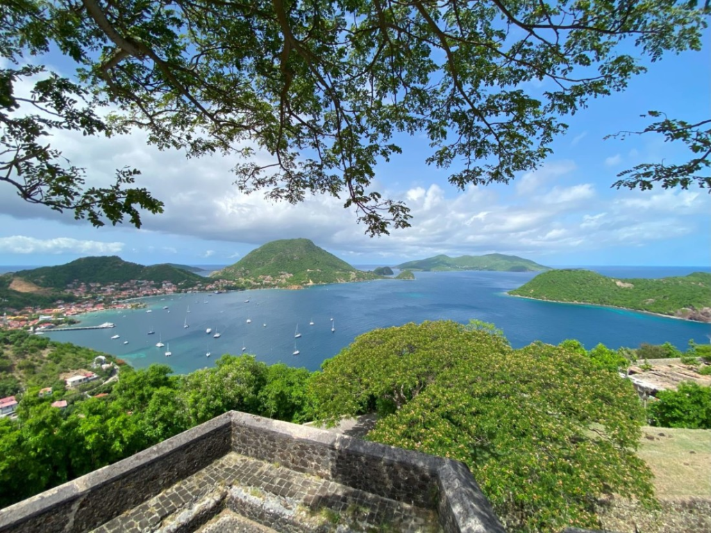 panoramic view over the bay of les saintes from the fort napoleon